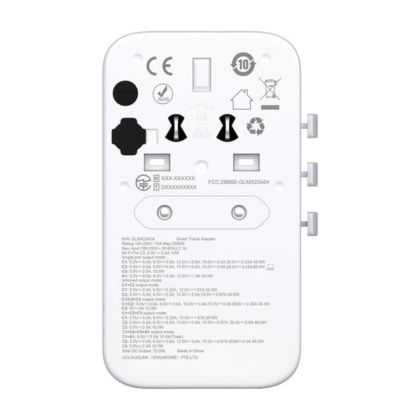 Roamplug-adapter med 4G/LTE Wi-Fi GlocalMe Cloud SIM-hotspot
