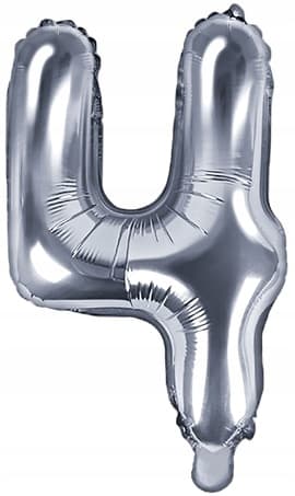 Folieballong nummer 4 35 cm silvermetall 1 st