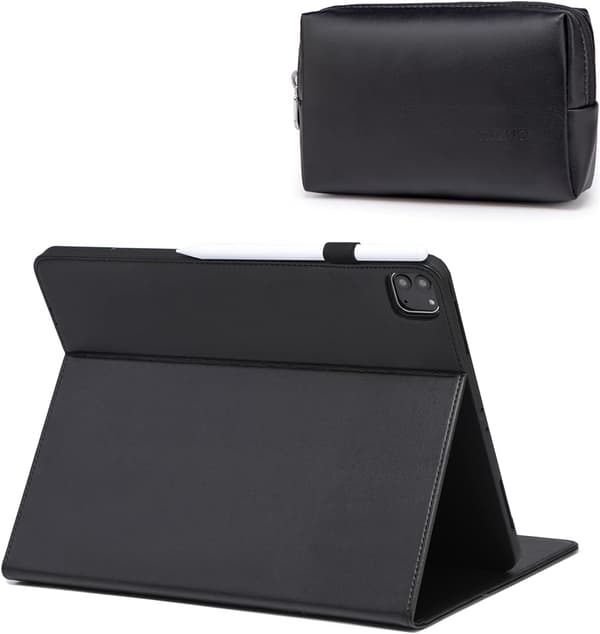 TABLETTASKE TIL APPLE IPAD PRO 11" 3/2/1 AIR 4/5. generation 10,9" SORT PU-LÆDER