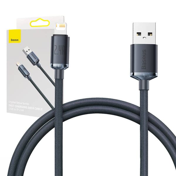 Baseus Crystal Shine USB till Lightning-kabel, 2.4A, 1.2m (svart)