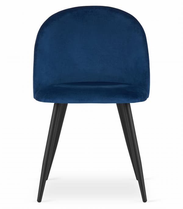 BELLO stol - marineblå fløjl / sorte ben x 4