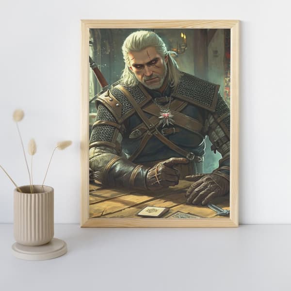 MALING EFTER TAL Billeder til maleri The Witcher Geralt Gwent 40x50 cm