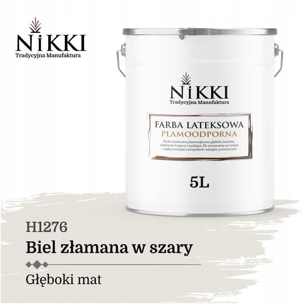 LATEKSMALING PLETRESISTENT FARVE GRÅHVID H1276 5L MAT