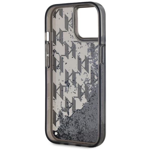 Karl Lagerfeld Liquide Glitter Monogram Gradient Cover til iPhone 15 Sort