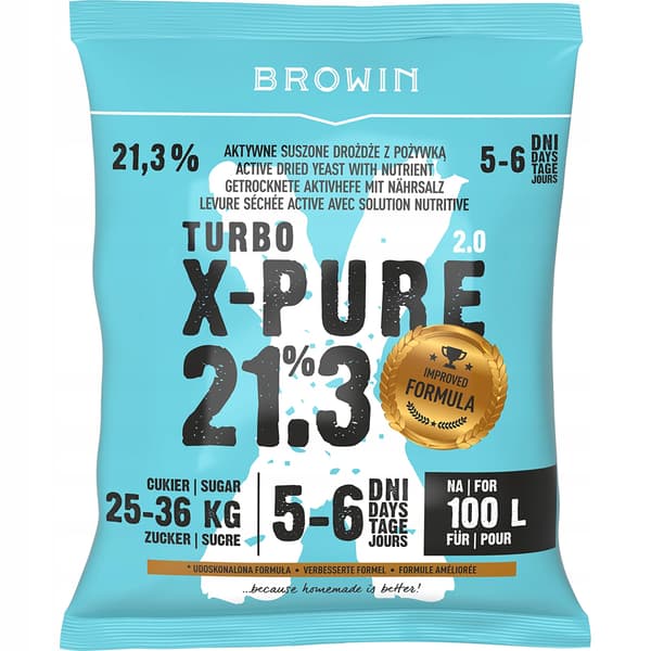 Turbo X-pure 48 destillerigær 21,3% 48 timer pr. 100L gæring 5-6 dage