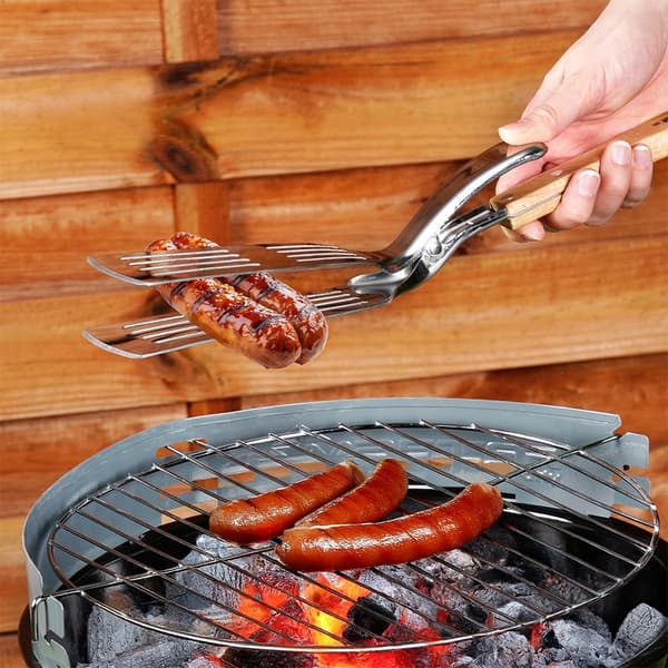 Grillspatel og tænger 2-i-1 stål 40 cm