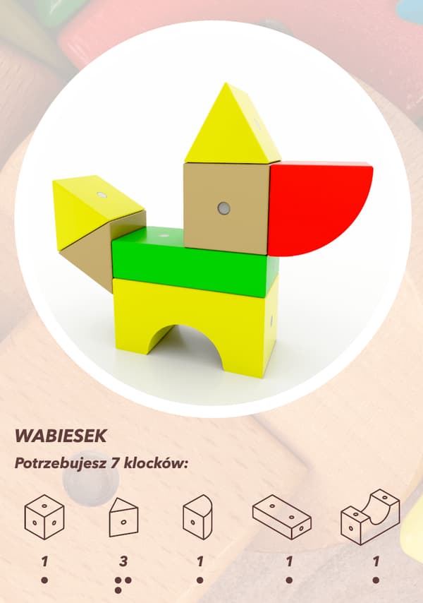 WABI Magnetiska Träklossar 20 Bitar med 76 Magneter 3+
