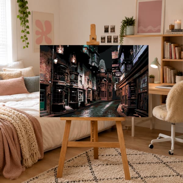 Harry Potter Diagonalstræde Mal efter tal Indrammet billede 70x50cm