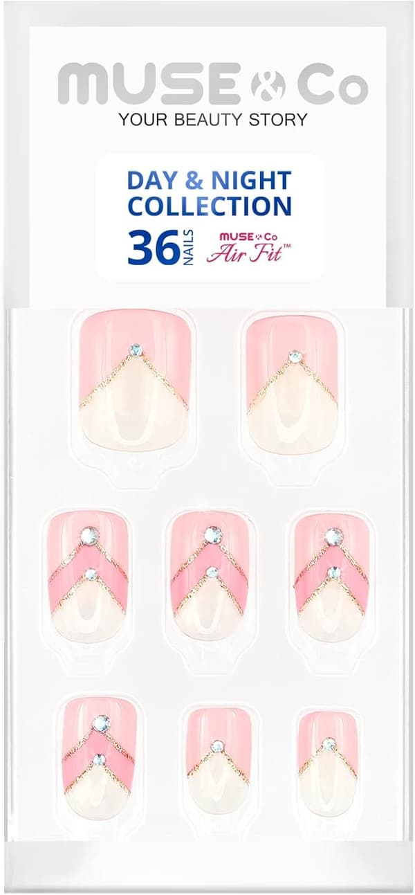PRESS ON NAILS TIPS 36 PINKKI GRAFIIKKA JA AKKOKIVIÄ ELEGANTTI