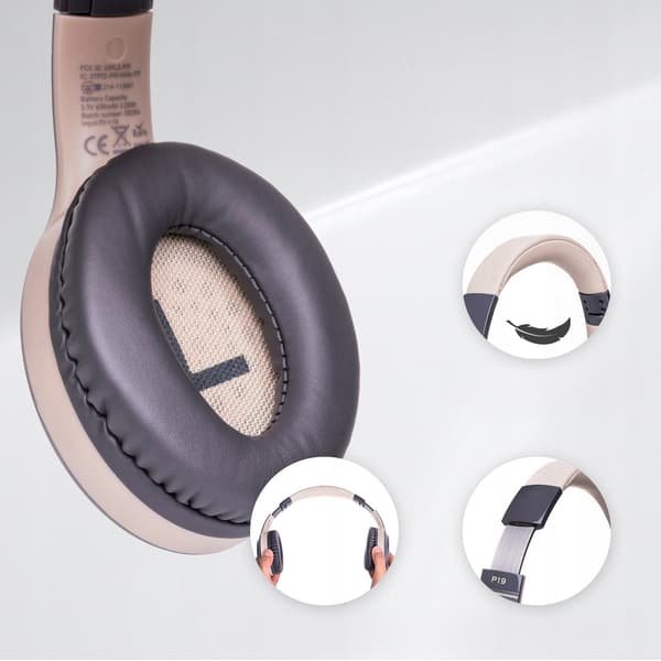 PowerLocus P19 Bluetooth-hovedtelefoner med 4 EQ-tilstande, 60 timer, foldbare med etui