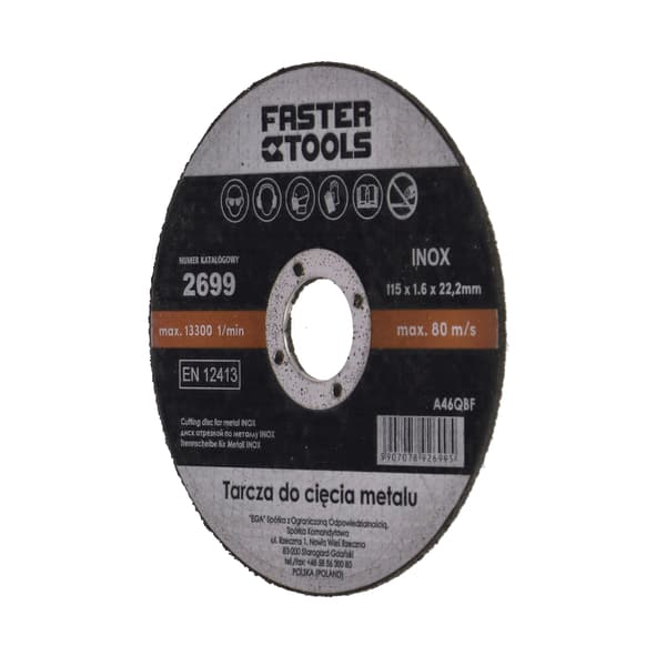 FASTER TOOLS kapskiva i rostfritt stål 115x1mm