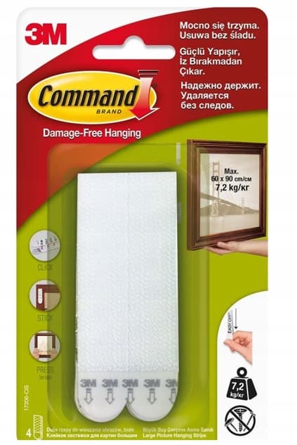Command kardborreband för upphängning av tavlor och ramar, stora, 4 set.