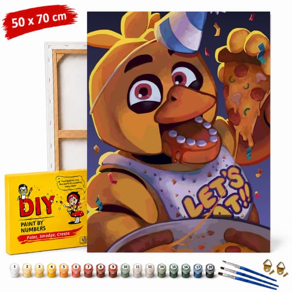 Måla efter nummer-bild med ram Chica FNAF 50x70 cm