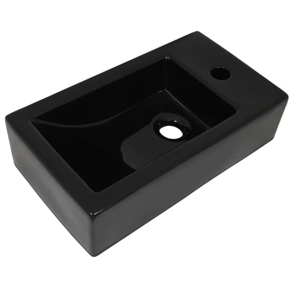 vidaXL rektangulær håndvask med hanehul 46x25,5x12 cm sort