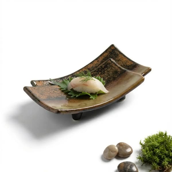 REKTANGULÆR KERAMISK TALLERKE TIL SERVERING AF SUSHI OG DESSERTER 17×11x2,2 CM