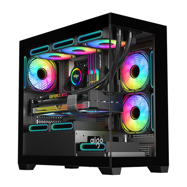 Darkflash C218M Tietokonekotelo + 6 ARGB-tuuletinta (Musta)