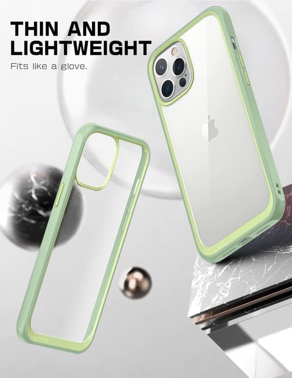 ETUI TIL APPLE IPHONE 13 PRO MAX TRANSPARENT GRØNT ETUI FORSTÆRKET