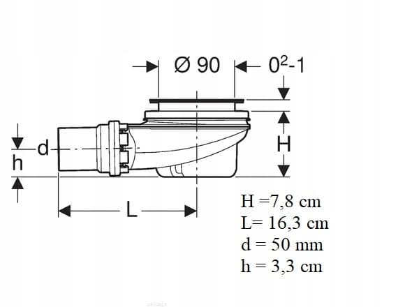 Geberit brusevandlås 90 mm