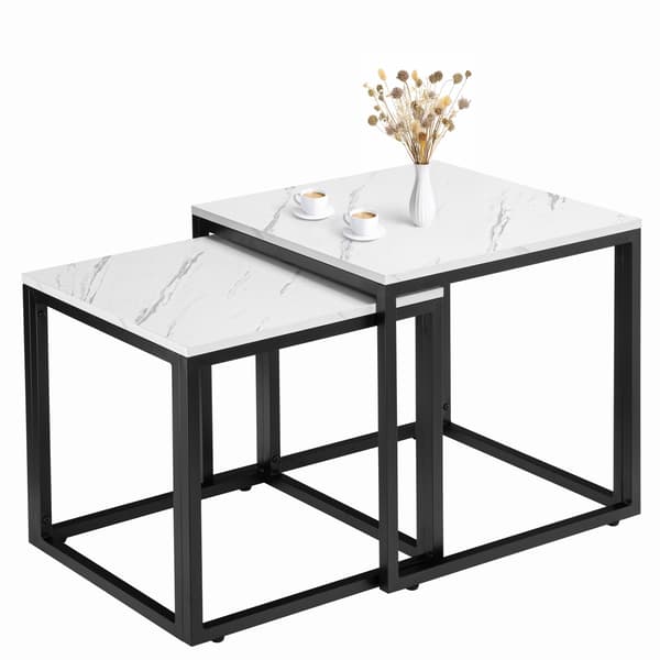 PRAVEN soffbord i vit marmor