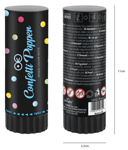 Rør Farverig Konfetti Kanon Cirkler 11cm