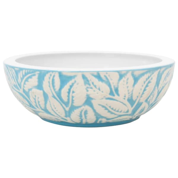 vidaXL bordvask hvid og blå rund 41x14 cm