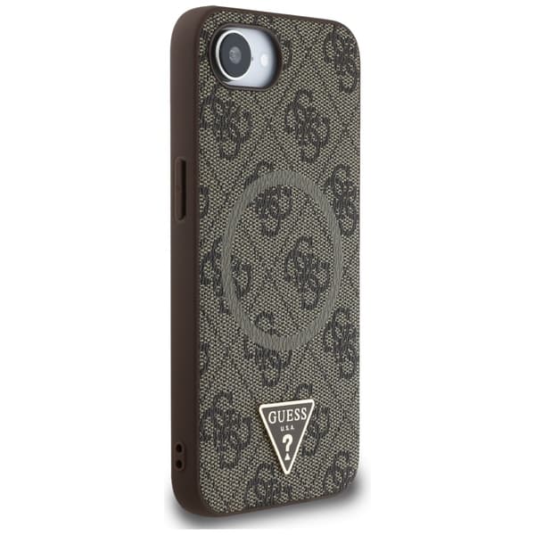 Guess 4G Ring Triangle Logo MagSafe -kotelo iPhone 16e:lle, ruskea