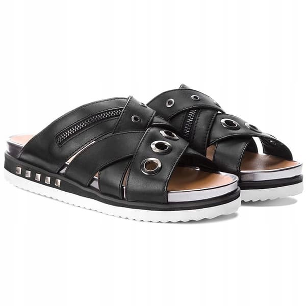 EVA MINGE DAME FLIP-FLOPS I SORTE LÆDER 37 3T2G5*