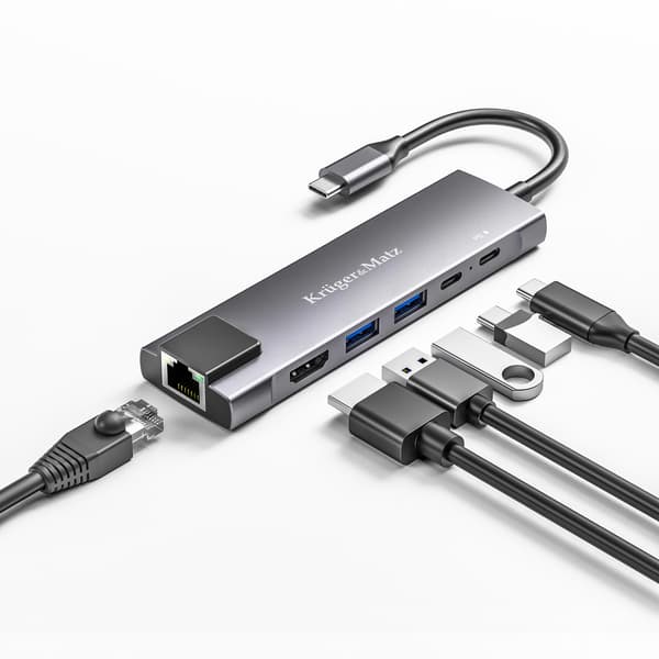Adapter (HUB) USB typ C till hdmi/2x USB 3.0/2x USB typ C/RJ45