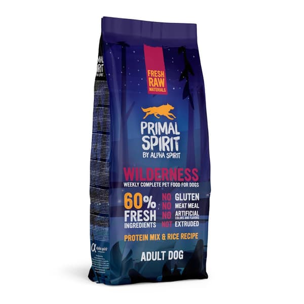Primal Spirit Wilderness torrfoder för hundar 60% kött