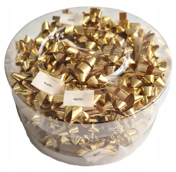 Selvklæbende rosetter 3 cm guld 50 stk. 1 pakke.