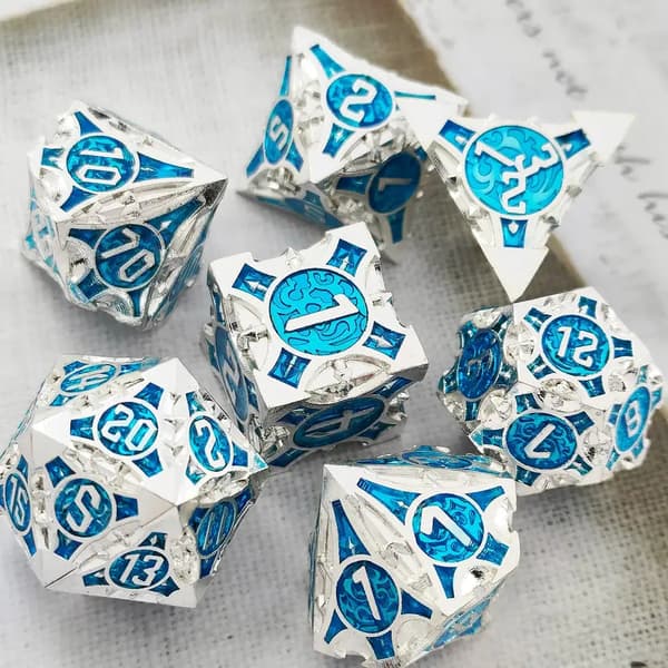 RPG Dice Angel Set med 7 metalltärningar