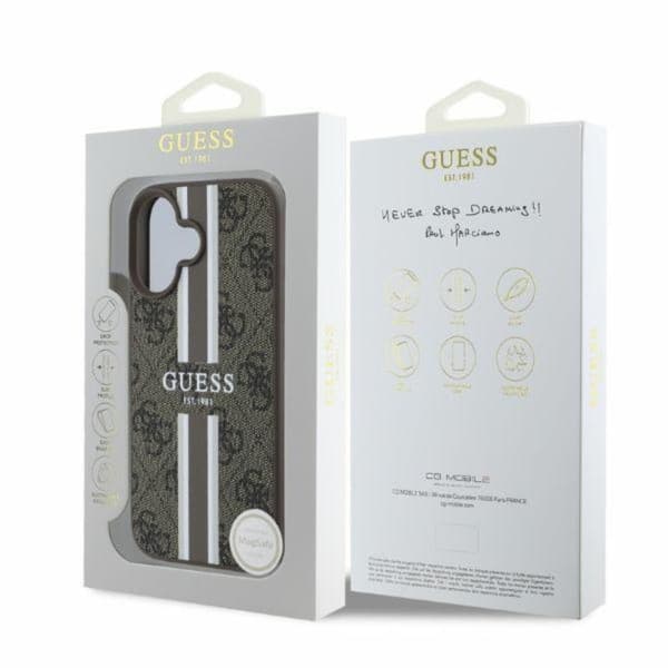 Guess 4G Printed Stripes MagSafe - iPhone 16 cover (brun)