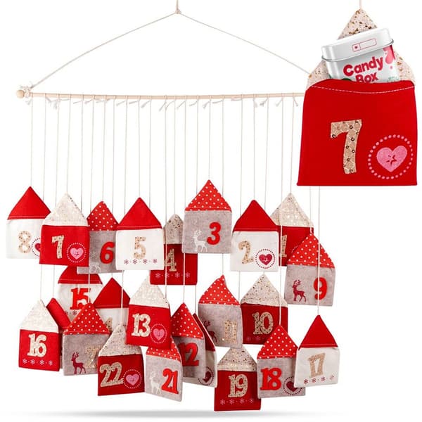 Adventtikalenteri filssi punainen 70x60 cm