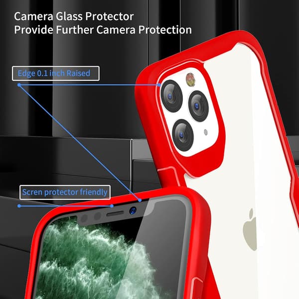 RØD BUMPER ETUI TIL IPHONE 11 PRO GLAS TELEFONKAMERA