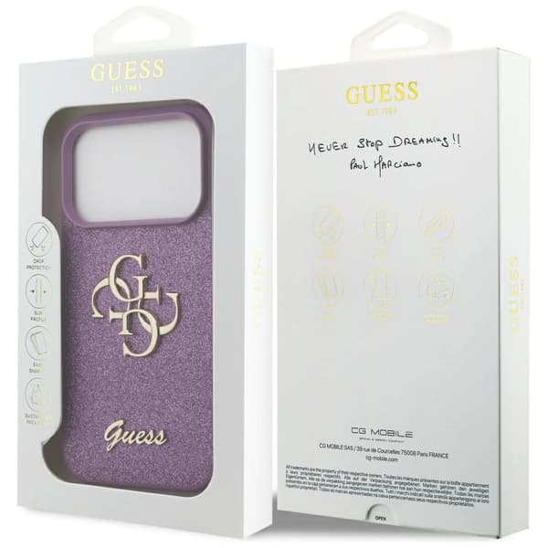Guess Fixed Glitter Big 4G cover til iPhone 17 Pro - lilla