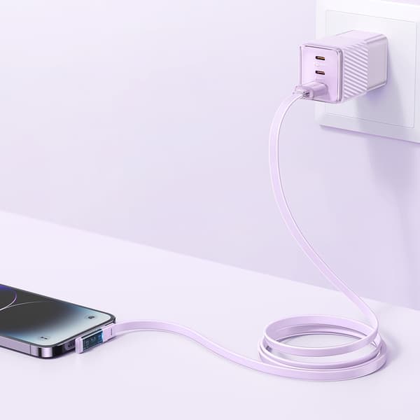 MCDODO Vinklet USB Lightning fladkabel 36W til iPhone 13/14 blå 2M