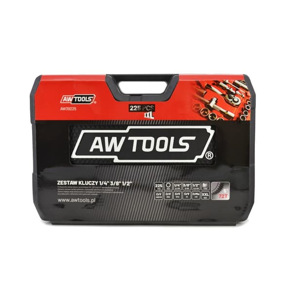 AWTOOLS NØGLESÆT 225 dele 1/2" 3/8" 1/4" BLACK LINE