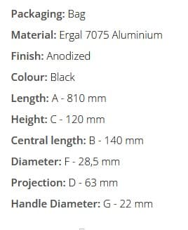 DOMINO ALUMINIUMSTYR (ERGAL 7075) FATBAR 28MM MEDIUM SORT