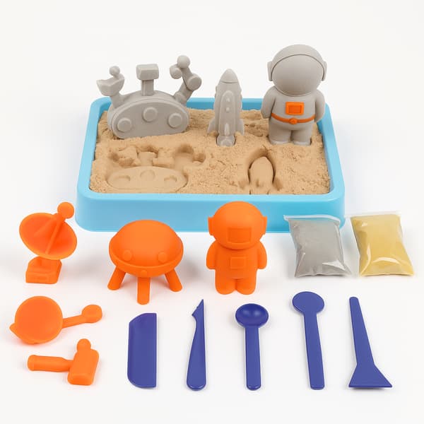 Kinetisk Sand Piaskolina Set för Barn Rymd Formar Bräda DIY
