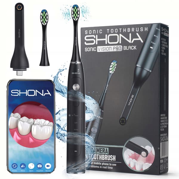 SONIC-hammasharja SHONA SONIC VISION PRO musta + Wi-Fi-kamera