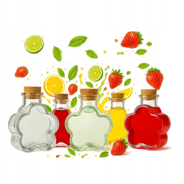 5x Daisy glasflaskor 150ml dekorativa för likörsirap present alkohol vin