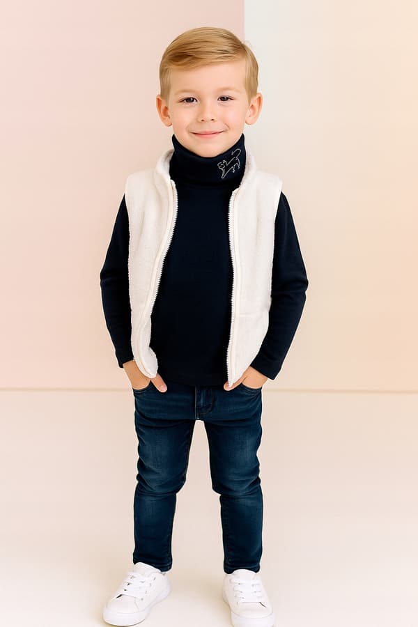 Børne TURTLENECK 128 SWEATSHIRT børne T-SHIRT BLUSE med print SORT