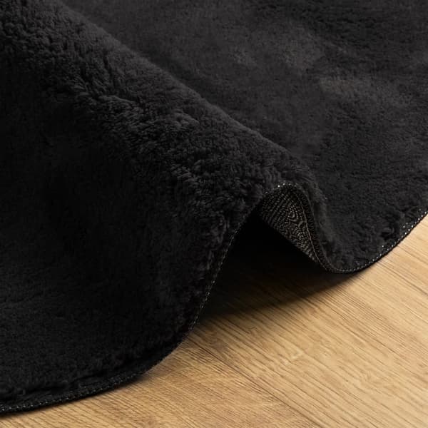 vidaXL HUARTE tæppe, kort luv, sort, Ø 100 cm