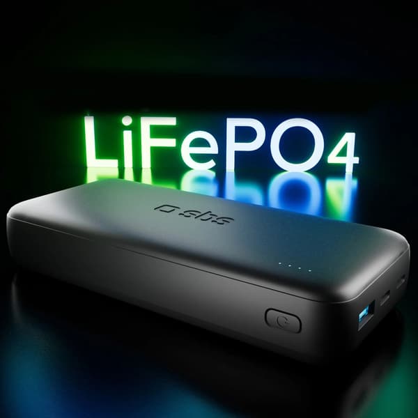 SBS Infinity Powerbank 20000mAh 10W LiFePo USB-A USB-C - Sort