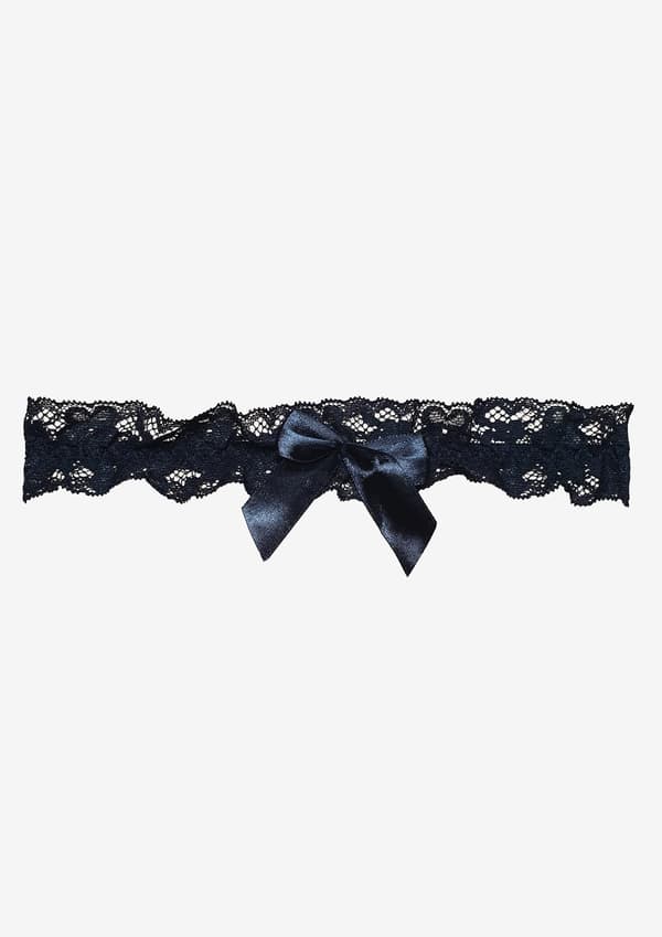 Spetsstrumpband med rosett - Kery ONE SIZE BLACK
