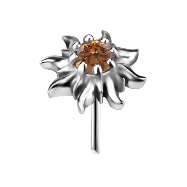 Trycklock - sol med champagnefärgad zirkon - silver - PI-063