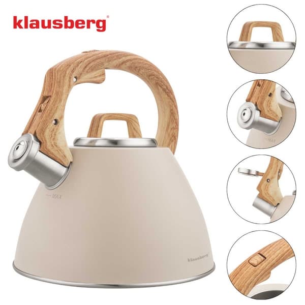 STÅLKEDEL MED FLØJTE 2,5L KLAUSBERG KB-7954