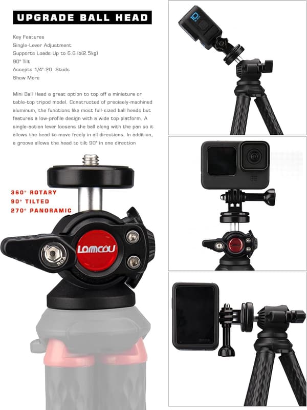STATIV FÖR SMARTPHONE GOPRO-KAMERA FLEXIBELT STATIV 3 ÄNDER 30CM