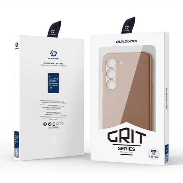 Dux Ducis Grit Samsung Galaxy S23+ elegantti nahkakotelo, ruskea