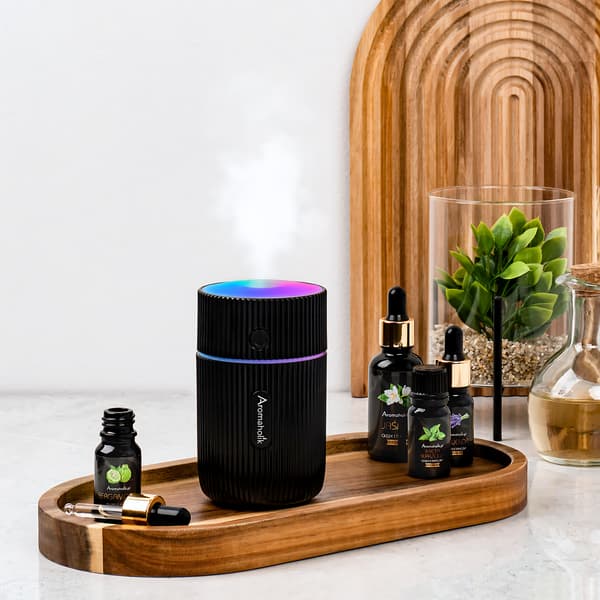 Svart LED-aromdiffusor för eterisk olja